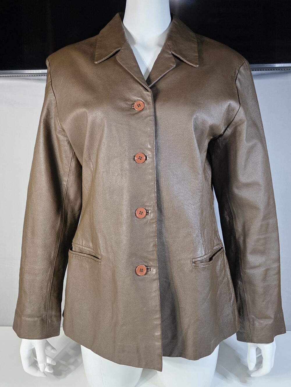 Vintage 90s Forenza brown leather jacket Size Size 14 M-L